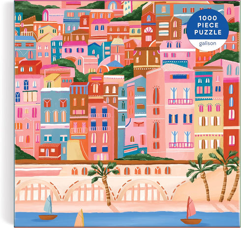 Galison French Riviera – 1000 Piece Puzzle Fun and Challenging Activity with Bright and Bold Artwork of French Architecture by The Sea for Adults ...