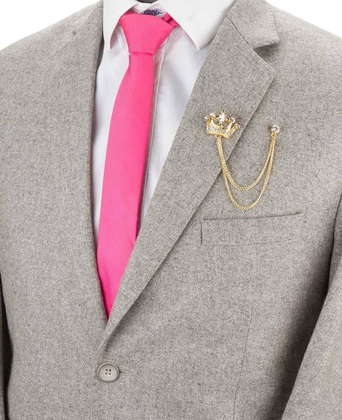 Knighthood Men's Golden Crown With Hanging Chain Brooch Golden Lapel pin Crystal Brooch Suit Stud Lapel Pin Vintage Rhinestone Wedding Brooch Pin...