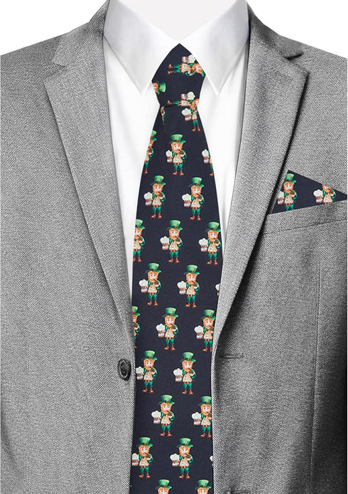 Jacob Alexander Men's Happy Saint Patrick's Day Leprechaun Holding Drinks Pattern Pocket Square...