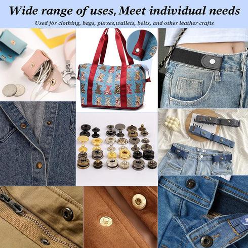Leather Snap Fasteners Kit, KWOKWEI 120 Set Metal Snap Buttons Press Studs with 6 Setting Tools, 12.5mm 6 Color Heavy Duty Snaps for Clothes, Brac...