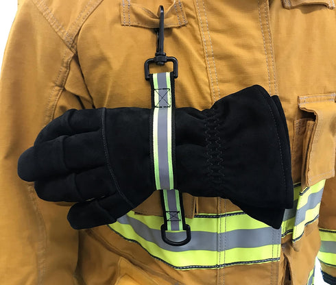LINE2design Firefighter Glove Strap - Emergency Rescue Turnout Gear Heavy Duty Reflective Gloves Safety Leash - First Responders EMTs Construction...