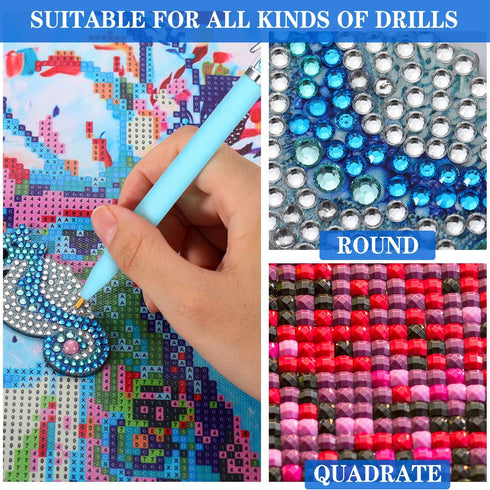 12 Piece Diamond Painting Tool, Include 6 Piece Mermaid Point Drill Pens Classic Point Drill Pen Spiral Diamond Painting Pen, 6 Piece Diamond Pain...