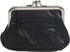 Women's Leather Metal Frame Double Clasp Zipper Coin Purse 5 1/4" x 3 1/4" (Black)...