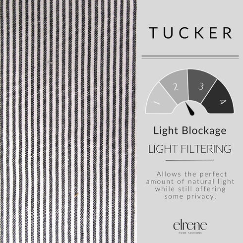 Elrene Home Fashions Tucker Ticking Stripe Window Valance for Kitchen or Bathroom, 60" x 15", 1 Valance, Black...