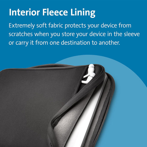 Kensington 11.6-Inch Laptop Sleeve with Storage Pocket for Chromebook, Laptop, Tablet (K62609WW),Black...