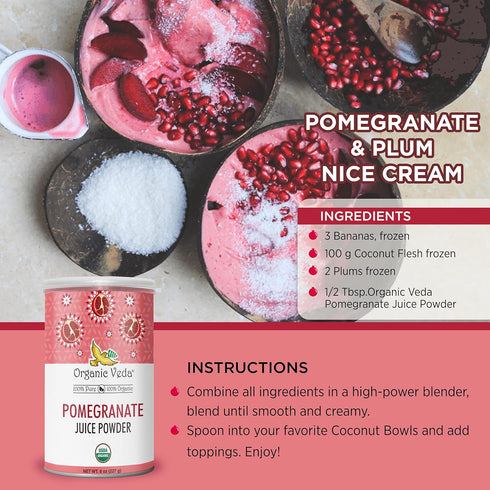 Organic Veda Pomegranate Juice Powder - Pomegranate Extract Rich in Vitamin C, Folate & Potassium - Concentrate for Salad, Yogurt, Ice Cream - Veg...