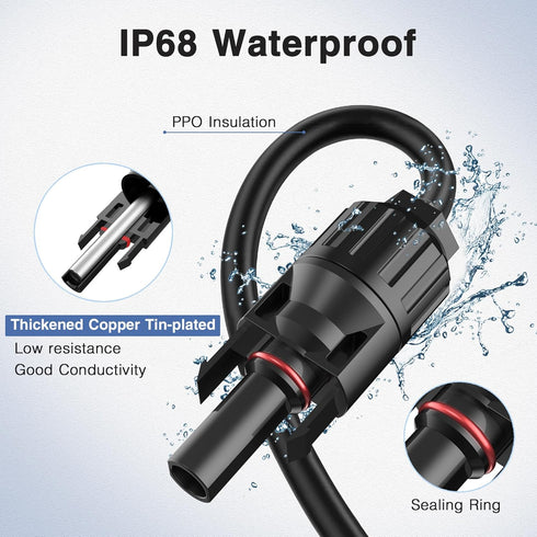 YQMAJIM Solar Panel Connector to XT60 Adapter Charge Extension Cable, (12AWG 10Ft) Heavy Duty Pure Copper Panel Solar to XT60 Charging Cable for E...