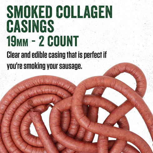 LEM Products Clear Smoked Collagen Casings, 19mm, Edible Sausage Casings, Stuffs Approximately 16 Pounds Per Pack, Great for Snack Sticks, Hot Dog...