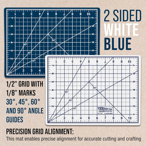 U.S. Art Supply 9" x 12" White/Blue Professional Self Healing 5-6 Layer Double Sided Durable Non-Slip Cutting Mat Great for Scrapbooking, Quilting...