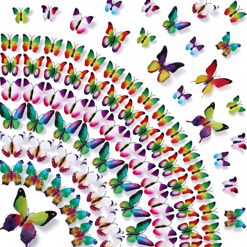 Amaonm® 60 Pcs 5 Packages Beautiful 3D Butterfly Wall Decals Removable DIY Home Decorations Art Decor Wall Stickers & Murals for Babys Bedroom Tv ...