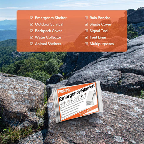 6 Pack Emergency Mylar Blanket, Emergency Blanket Space Blanket Survival Rescue Insulating Reflective foil kit Outdoors Hiking Camping Blanket Per...