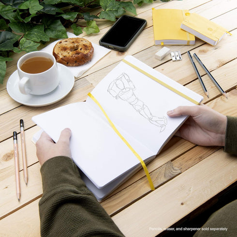 Pentalic Art Traveler Pocket Journal Sketch Book, 6" x 8", Yellow Gold...