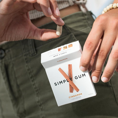 Simply Gum | Cinnamon | Plant- Based Chewing Gum | Pack of Six (90 Pieces Total) | Synthetic Free + Aspartame Free + non GMO...