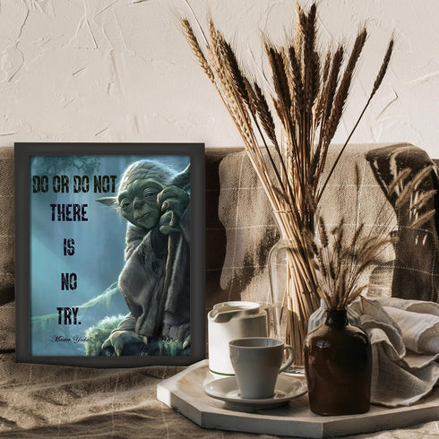 Posterizer 1 pcs-Master Yoda Quotes-Do or do not , there is no try-Movie & Cinema Art-Motivational & Inspirational Art-Gift for movie lovers- UNFR...