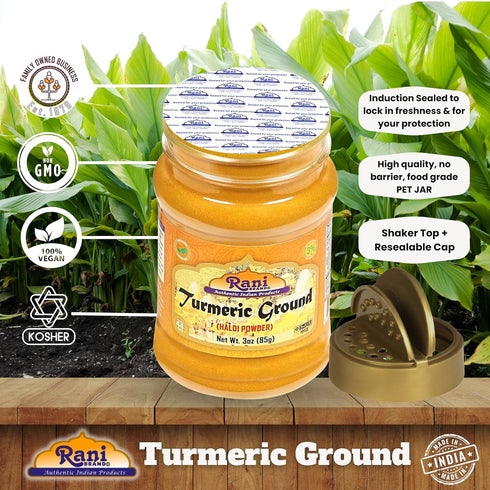 Rani Turmeric (Haldi) Root Powder Spice, (High Curcumin Content) 3oz (85g) PET Jar ~ All Natural | 100% Pure, Salt Free | Vegan | Gluten Friendly ...