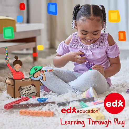 edxeducation Translucent Linking Cubes - Construction Toy for Early Math - Set of 100 - 0.8 Inch - Light Table Toy - Elementary + Preschool Learni...