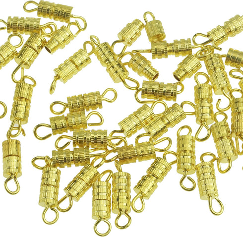 Clasps - 100 Pieces 4 x 15 mm - Barrel Screw Type Clasp - Perfect for Jewerly Making - with Kare & Kind® Retail Packaging (Gold)...
