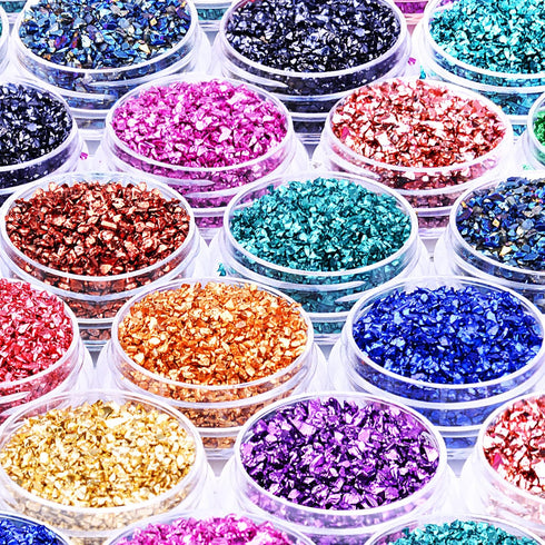 12 Box Crushed Glass Craft Glitter Fine for Resin Art, Small Broken Glass Pieces Irregular Metallic Crystal Chips Chunky Flakes Sequins for Nail A...