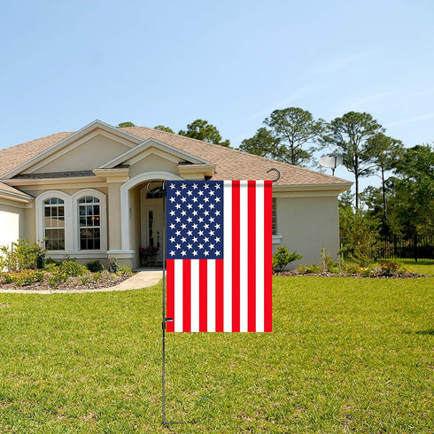 HOOSUN Garden Flag Stand Holder Pole Easy to Install Strong Sturdy wrought iron Fits 12.5" x 18" Mini Flag with 1 Tiger Clip Curved hook with S ty...