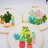 Highkick Embroidery Starter Kits for Adults Beginners with Stamped Pattern, Embroidery Floss + Needles + Hoop, Cactus Series, 3 Pack...