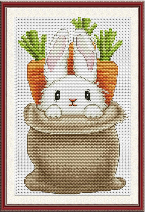 Maydear Cross Stitch Kits Stamped Full Range of Embroidery Starter Kit for Beginners Pre-Printed Pattern 14CT 2 Strands 7.48 * 11.41in - Bunny in ...