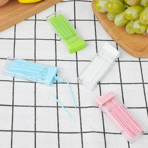 200Pcs Double Head 50pcs/Box Plastic Toothpick Double-Head Dental Toothpicks, Dental Floss Interdental Toothpick Brush Teeth Stick...