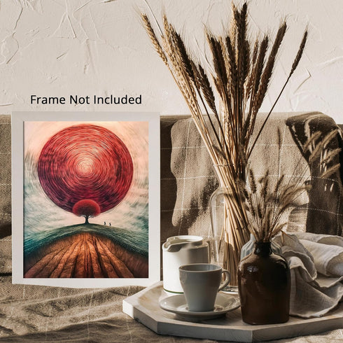 Posterizer 1 pcs-surrealism serene scene in alien planet with red sun 2-Abstract & Modern Art-Landscape & Nature Art-Gift for Men Women Entreprene...
