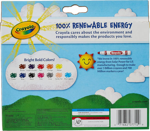 Crayola CRA-58-7712 Classic Non-Washable Marker, Broad-Line, 12 Colors/Set...