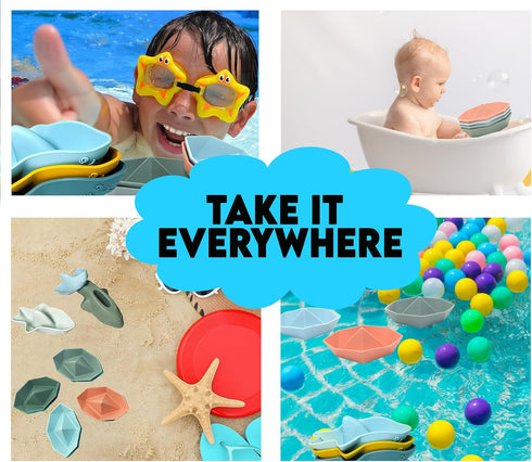 4 Origami Boats, Bath Toys for Toddlers, Bathtub Toddler Toys for 1 2 3 4 Year Old Boys Girls Gifts, Baby Bath Tub Pool Water Toys, Cute Floating ...