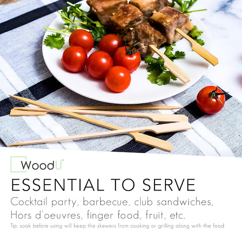 Wooden Bamboo Skewers Paddle Picks - 7" 100 Pcs Toothpicks For Appetizers - Cocktail Picks for Fruits, Kabab...