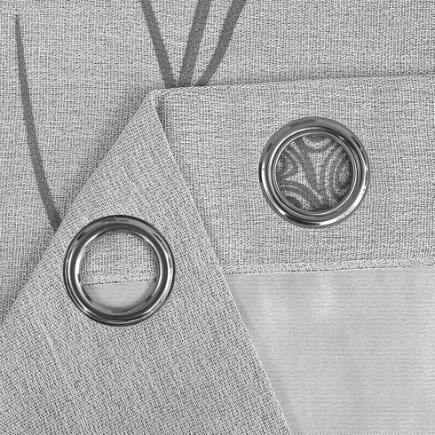Melodieux Wheat Embroidery Linen Textured Curtains for Living Room Bedroom, Farmhouse Style Rustic Flax Drape Grommet, Grey Wheat, 52 by 84 Inch (...