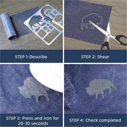 Blue Jeans Denim Patches 4 Rolls, Inside and Outside Iron On Patches, Jean Patches?Blue Denim Iron On Patches, for Jeans Clothing Hole Repairing a...