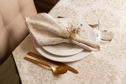 DII Holiday Dining Table Linen Sparkle Metallic Kitchen Décor, Napkin Set, 20x20, Jacquard Snowflakes, 6 Piece...
