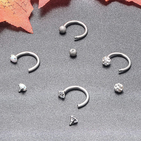 Dyknasz Horseshoe Circular Barbell Clear CZ Opal Stone Nose Septum Rings Hoop Retainer for Women Men Helix Cartilage Tragus Earring 316L Surgical ...