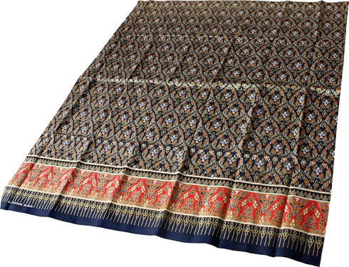 Thick Bold Batik Cotton Fabric in Traditional Thai Print, Black Red...