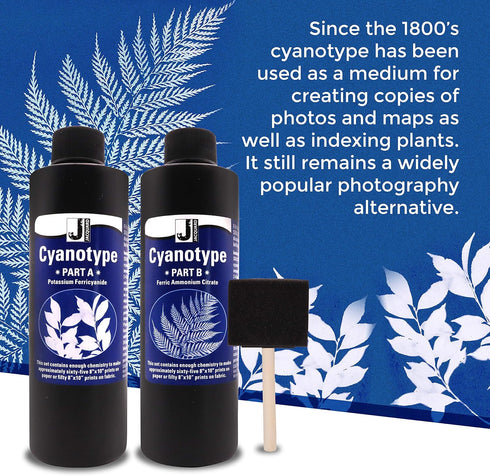 Jacquard Cyanotype - for Photographic Blueprints on Paper and Fabric - 2 Component Sensitizer Set - Bundled with Moshify Sponge Brush for Applicat...