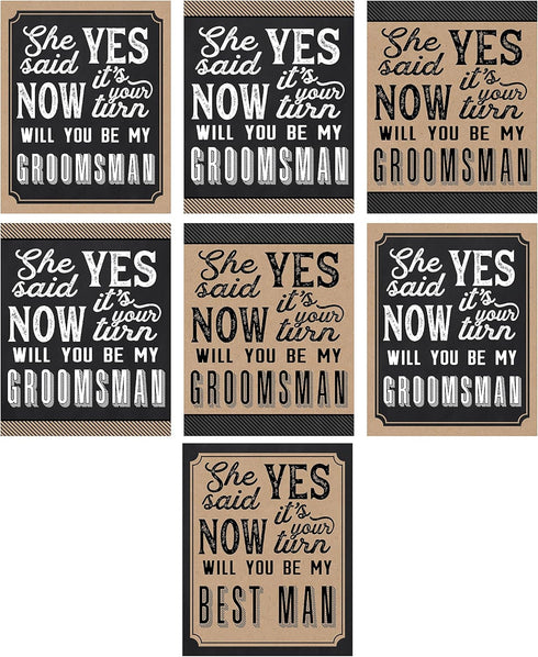 Hadley Designs 6 Will You Be My Groomsman + 1 BONUS Best Man Proposal Wine, Beer, Whiskey, Liquor Bottle Labels or Stickers Set for Groomsmen Part...
