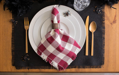 DII Jute Burlap Collection Kitchen Tabletop, Placemat Set, 13x19, Solid Black, 6 Count...