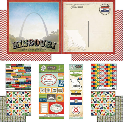 Scrapbook Customs Themed Paper and Stickers Scrapbook Kit, Missouri Vintage, 12 inch by 12 inch...