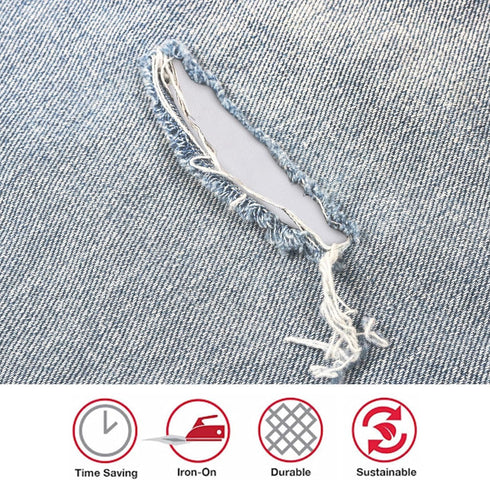 Iron-On Mending Fabric, 7-Inch x 16-Inch Patch for Mending Clothes, White (Three-Pack)...