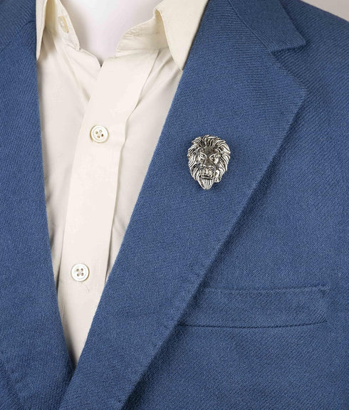 Silver Lion Face Lapel Pin Badge Coat Suit Wedding Gift Party Shirt Collar Accessories Brooch for Men,A03...