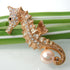 Navachi 18k Gold Plated Multi-Color Crystal Sea Horse Pearl Brooch Pin...