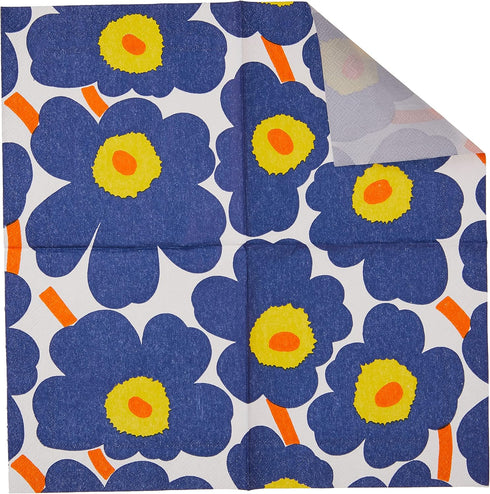 IHR Ideal Home Range Cocktail Napkins Marimekko Disposable 3-Ply Paper Party Napkin Pack, 5" x 5", Unikko Dark Blue, 20-Count...