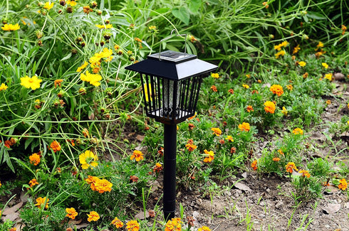 New & Improved Solar Powered Zapper- Enhanced Outdoor Flying Insect Killer- Hang or Stake in the Ground- Cordless Garden Lamp- Portable LED Machin...