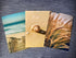 Sandy Beach Landscape Set of 3 Unframed Wall Prints, Coastal Sea Shell Ocean Waves Beach Path Wooden Bridge Reeds Posters, Bathroom Living Room Be...