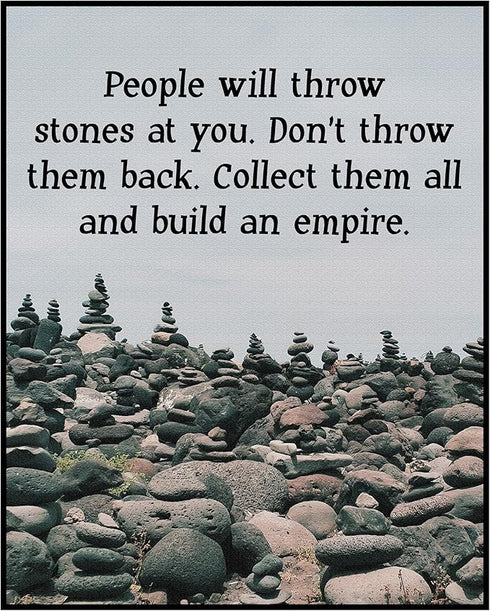 Posterizer 1 pcs-People Will Throw Stones at You-Motivational & Inspirational Art-Quotes- Gift for Men Women Entrepreneur Teens-Decor for Home & O...