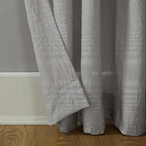 No. 918 Tayla Crushed Texture Semi-Sheer Rod Pocket Curtain Panel, 50" x 120", Gray...