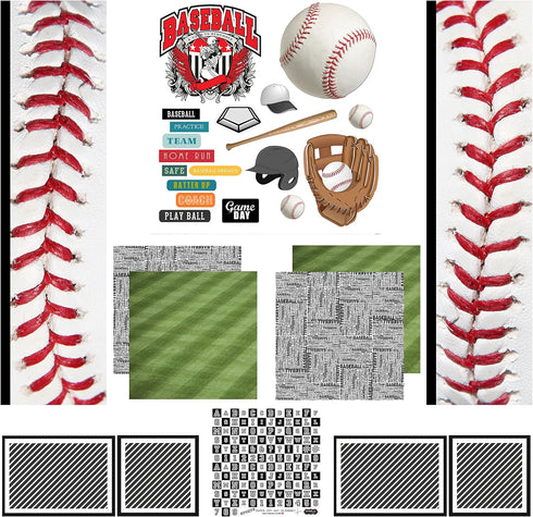 Scrapbook Customs Themed Scrapbook Kit, Baseball Sport Paper, Multi...