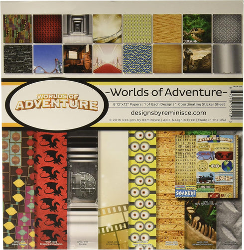 Reminisce Worlds of Adventure Collection Kit, Multicolor, 12" by 12", (WOA-200)...