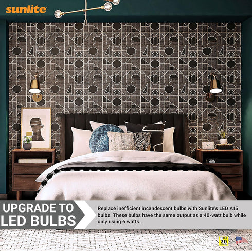 Sunlite 80137 LED A15 Appliance Clear Light Bulb, 6 Watts (40W Equivalent), 450 Lumens, Medium Base (E26), 90 CRI, Dimmable, ETL Listed, Ceiling F...